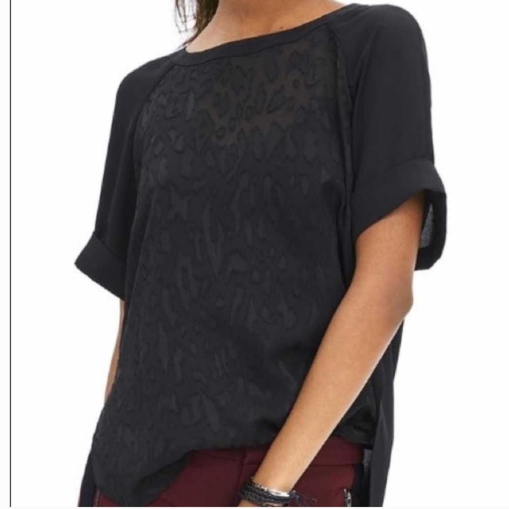 Banana Republic black sheer leopard print top